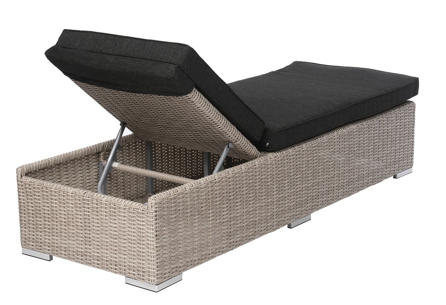 Szary leżak Baldwin do wypoczynku na świeżym powietrzu