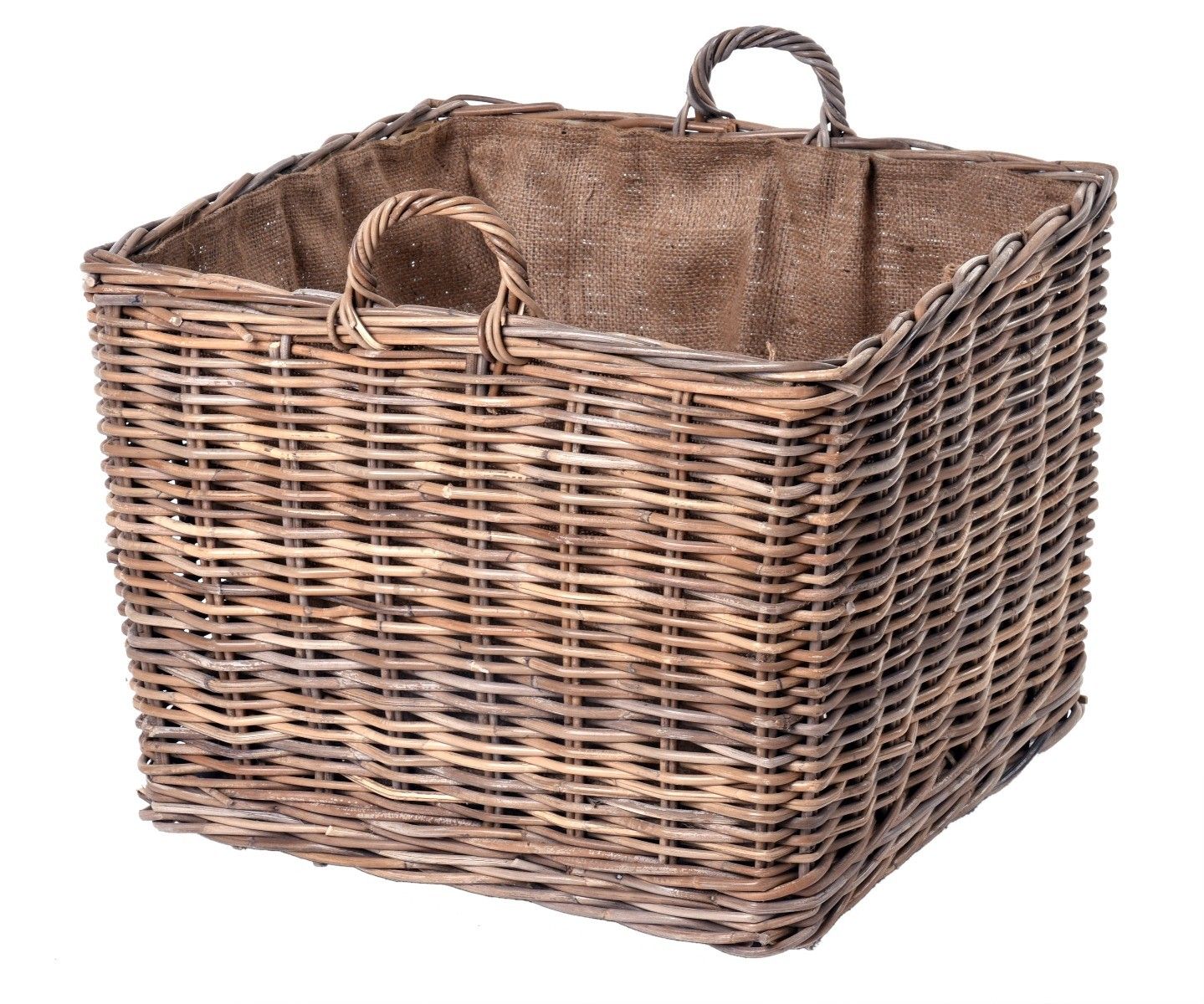 Spersonalizowany kosz wiklinowy w kolorze brązowo-drewnianym