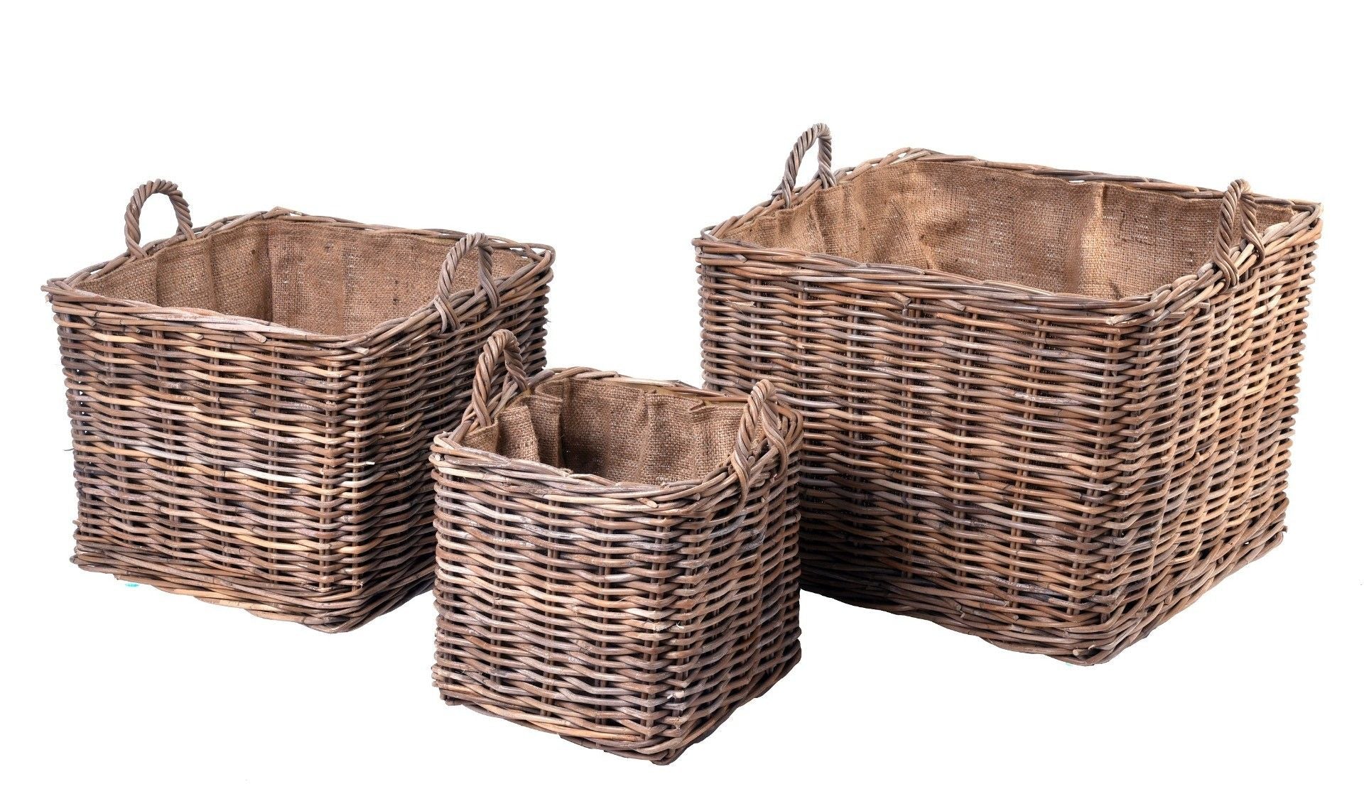 Brązowo-drewniany kosz wiklinowy Square XL