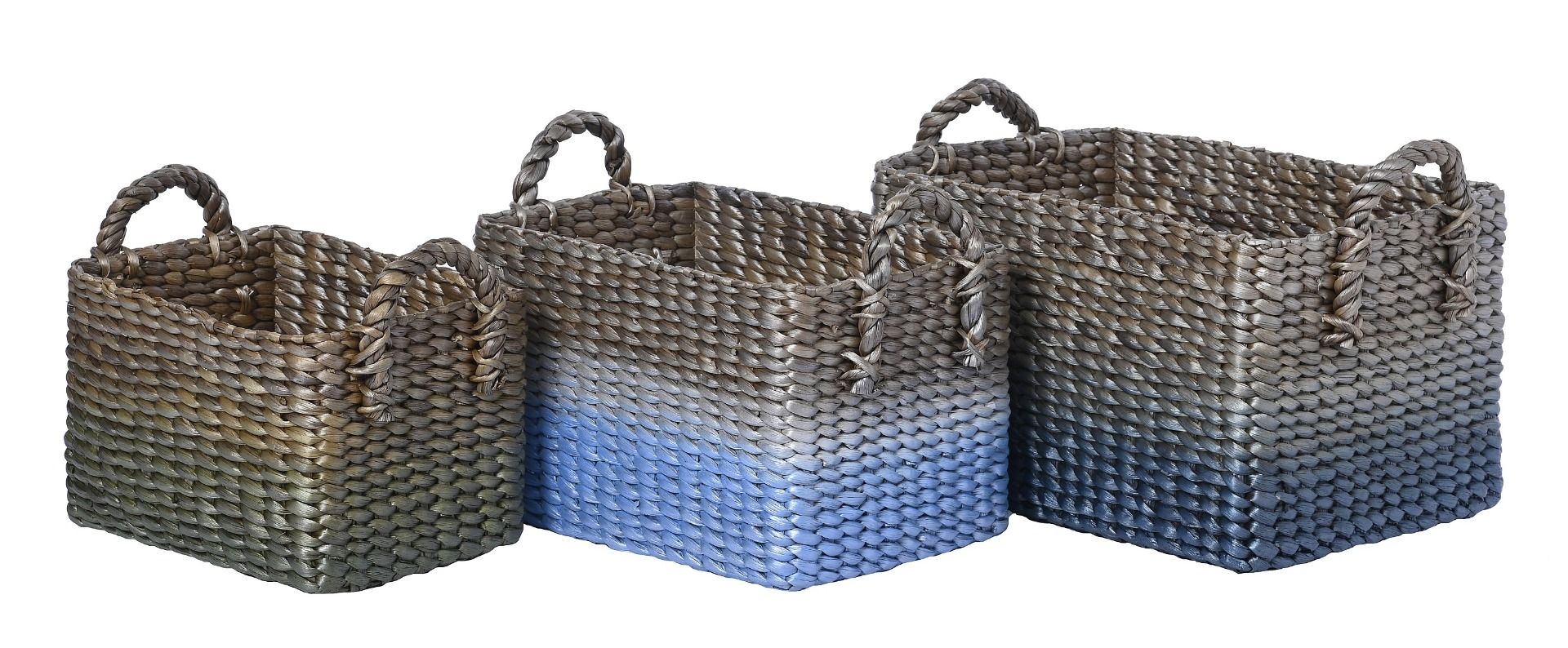 Kosz wiklinowy Keegan z eleganckiego brązowo-niebieskiego drewna