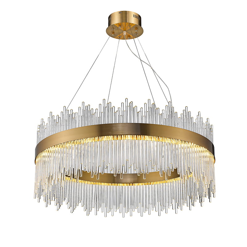 Stylowa lampa wisząca Mireya Liberty z metalu i kryształowego szkła.