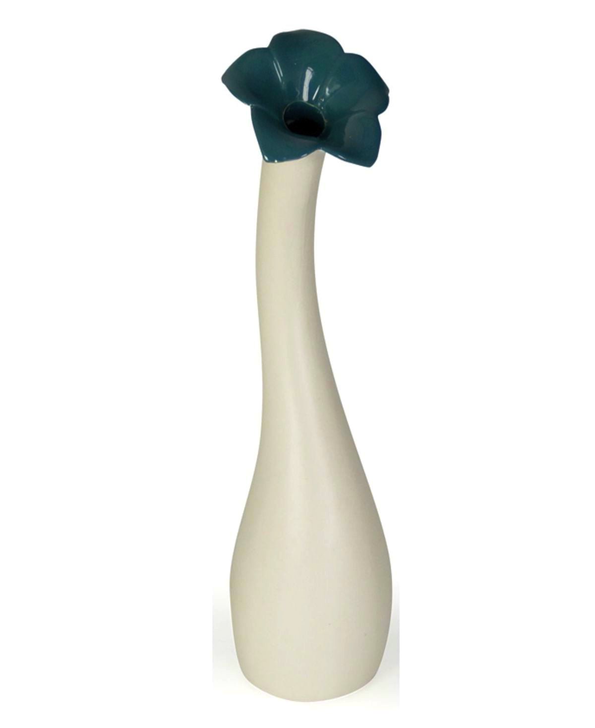 Niebieski wariant wazonu ceramicznego o wymiarach 8 cm x 37 cm