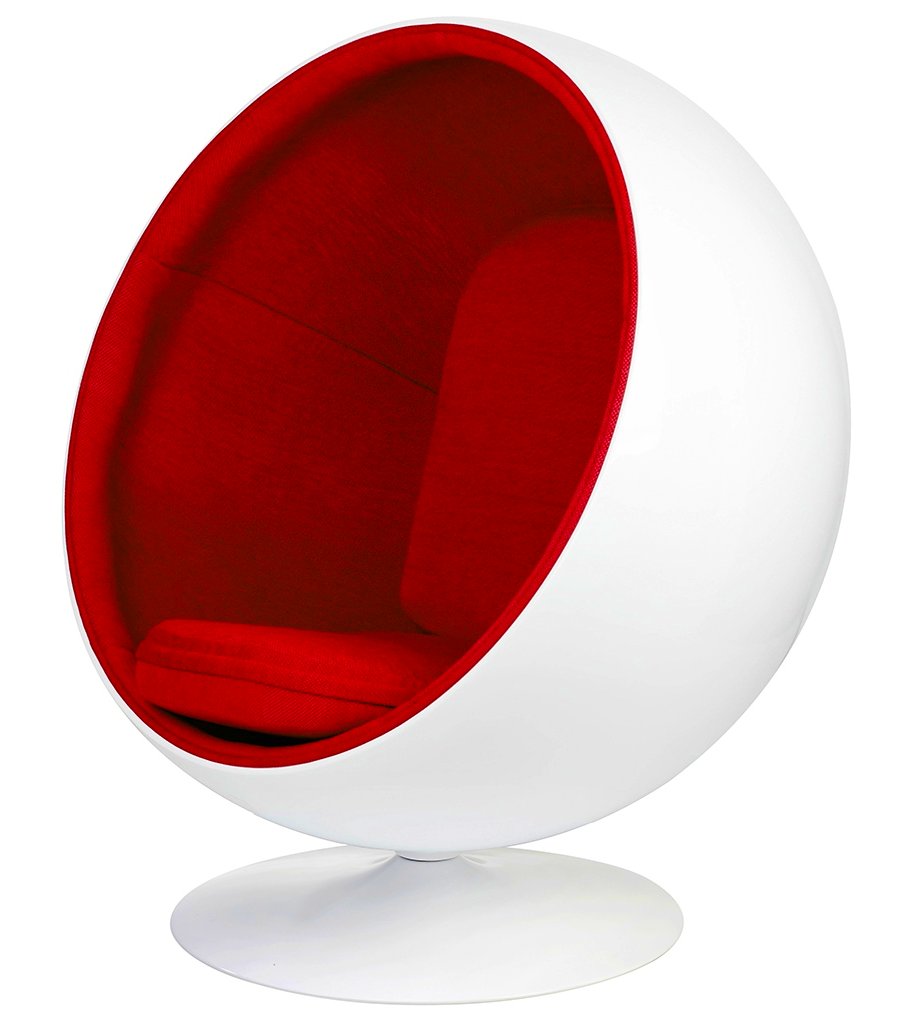 Krzesło obrotowe Eugene Red, tętniące życiem i zachęcające miejsce do relaksu.