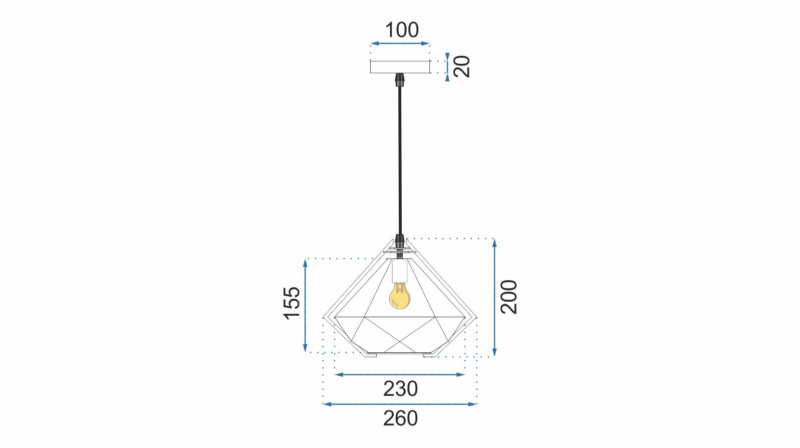 Image Wyjątkowa lampa wisząca z niebieskim szklanym kloszem