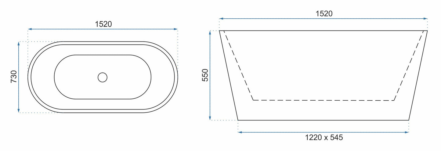 Wysokość 59 mm zapewnia komfort kąpieli