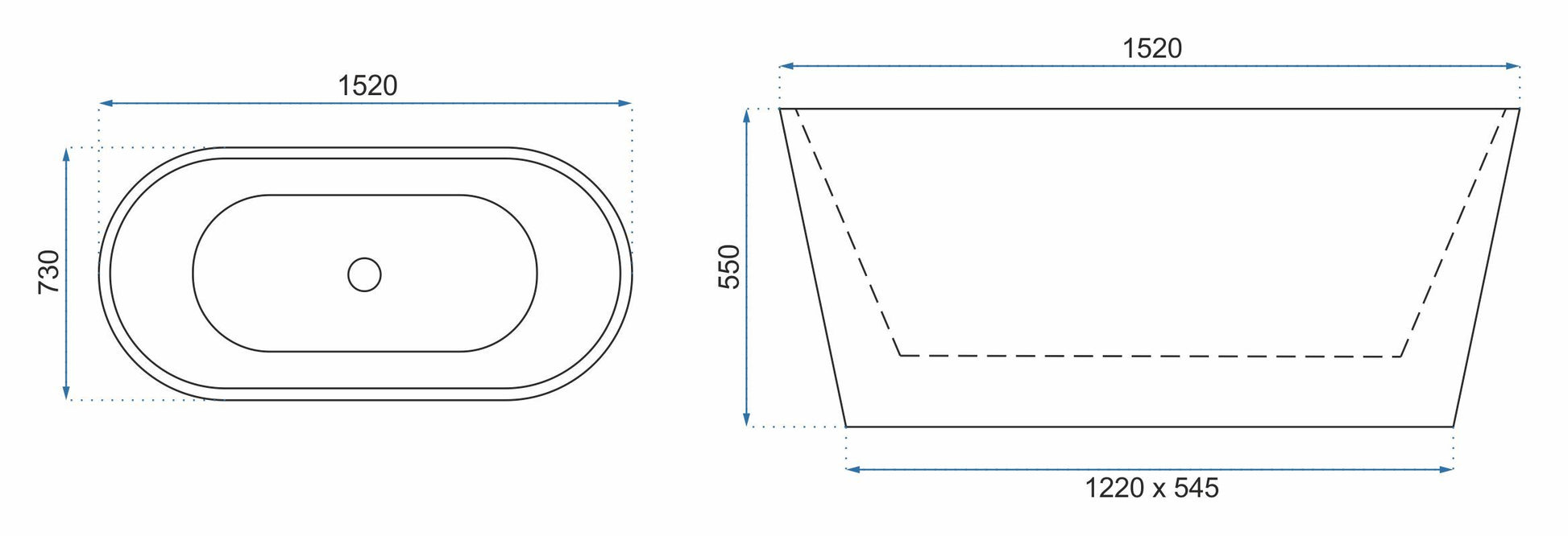 Wysokość 59 mm zapewnia komfort kąpieli