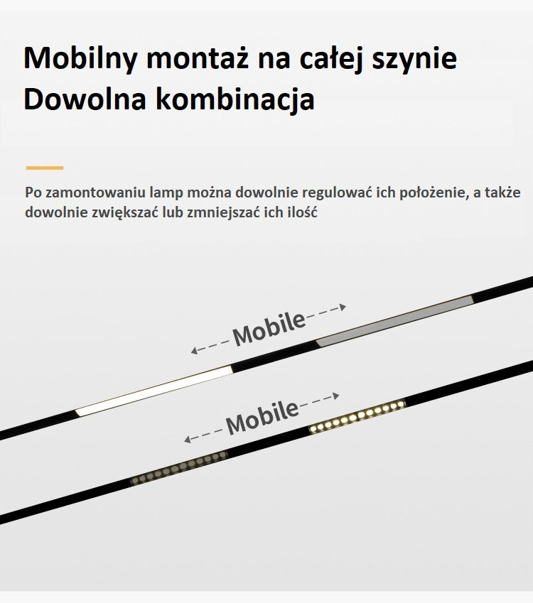Magnetyczna lampa szynowa Aleshia do tworzenia ciepłej atmosfery