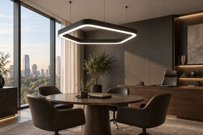 Lampa wisząca VELORA 110 cm w gabinecie biurowym – wizualizacja