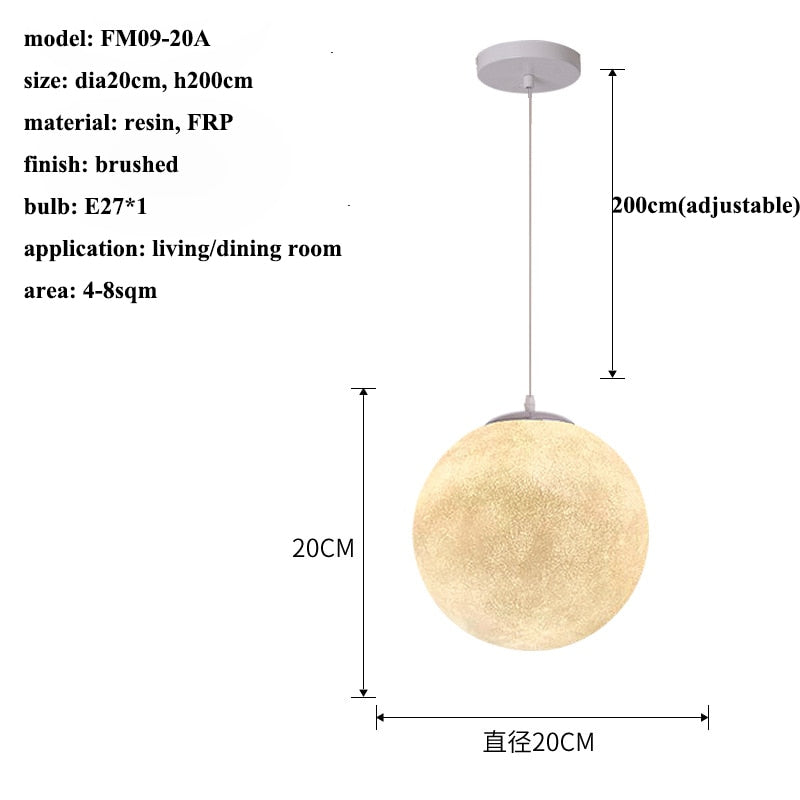 Lampa wisząca wykonana z tworzywa FRP z jednym źródłem światła LED