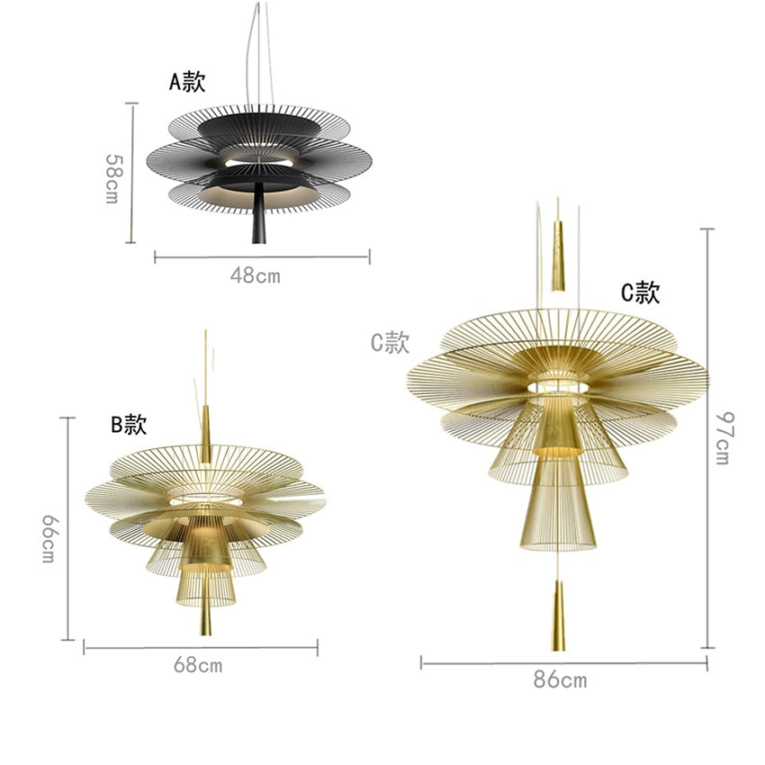 Nowoczesna lampa wisząca Gravity z 10 źródłami LED, metalowe wykończenie.