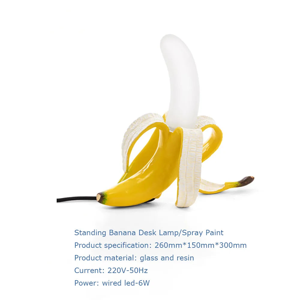 Stylowa żółta lampa stołowa Banana Lamp z korpusem ABS.