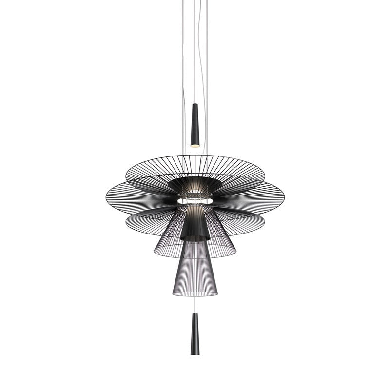 Lampa wisząca Gravity w stylu industrialnym, materiał metal, technika płytowa.