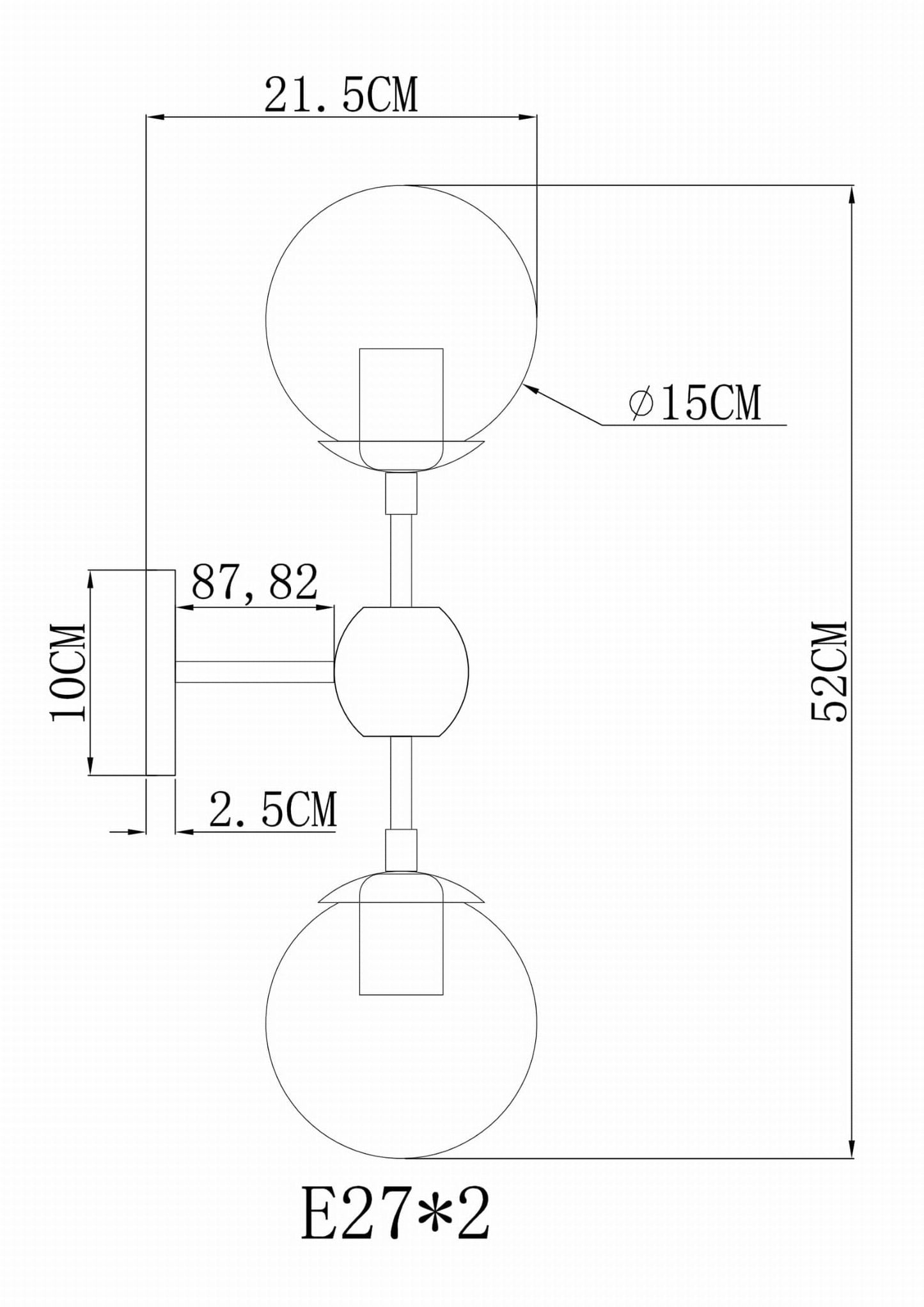 Kinkiet Ancyra z czarnego metalu, głębokość 21,5 cm, z wymiennym źródłem światła, E27, 230V.