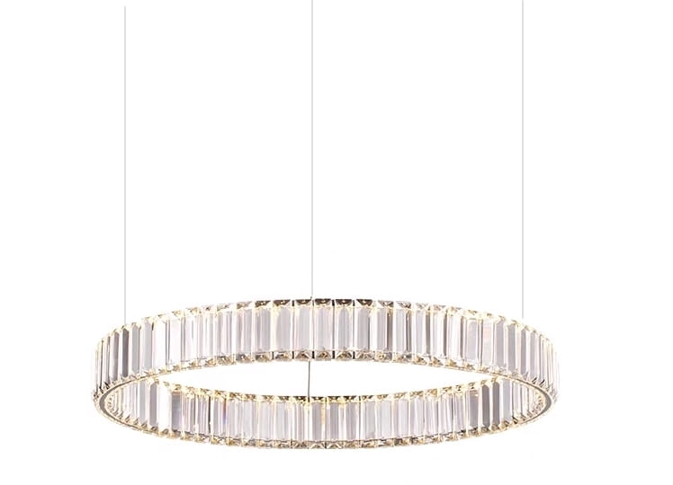 Elegancka lampa wisząca Teheran, złota z kryształowym szkłem, 60W, Jewel.