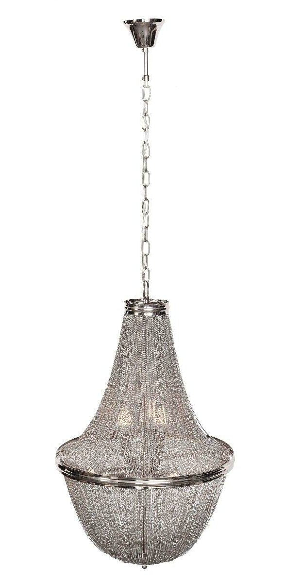 Elegancka lampa wisząca Sinclair Silver 50 x 50 x 76 cm z chromowanym/srebrnym wykończeniem.