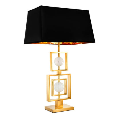 Elegancka lampa stołowa Perreault z abażurem, z możliwością dostosowania w kolorze czarnym, złotym lub mosiężnym, o wymiarach 125 x 66 x 52 cm w zaskakująco niskiej cenie.