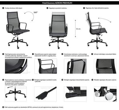 Krzesło biurowe Frost Y Sydney, czarne - ergonomiczne oparcie.