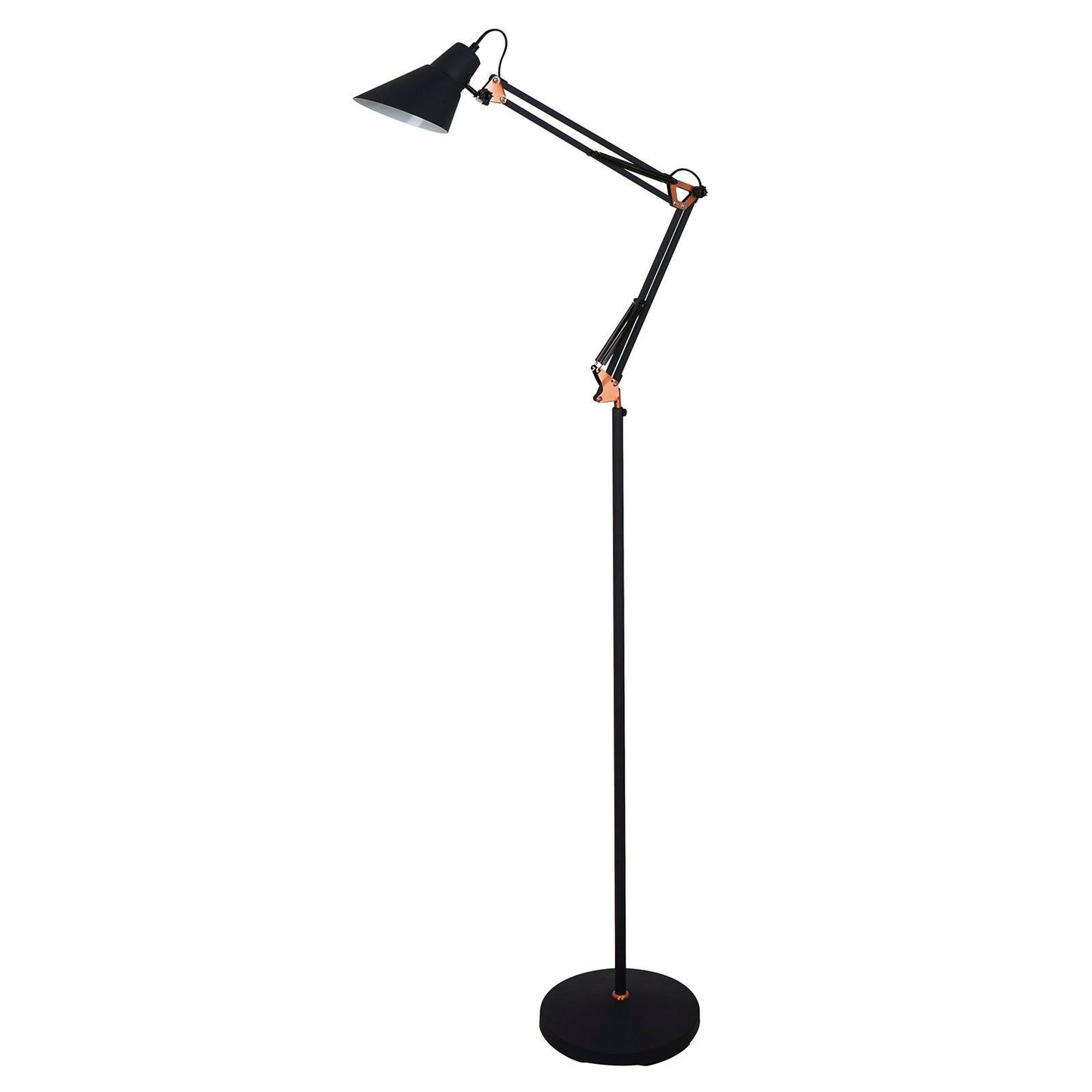 Elegancka czarna lampa podłogowa Valery o mocy 40 W - konfigurowalna i niedroga.