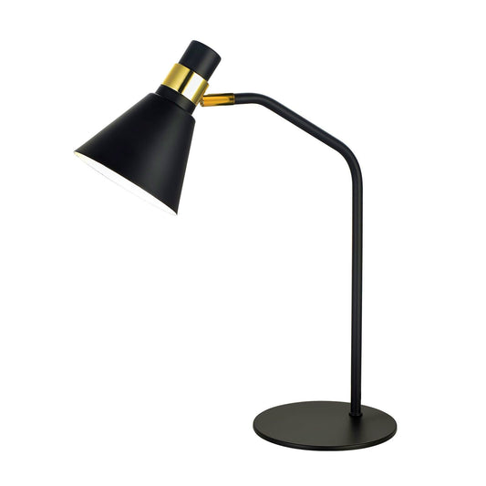 Lampa biurkowa Coon, matowa czerń/złoto. Spersonalizowane według Twoich wymagań. Moc 40W, IP20, wysokość 9cm, szerokość 44cm, e14, stop metalu.