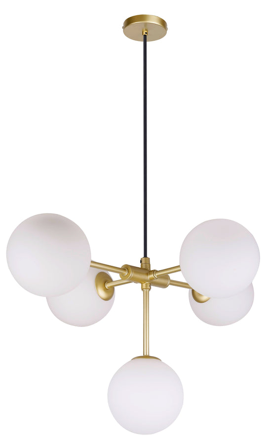 Elegancka lampa wisząca Colbert w kolorze mosiądzu, idealna do salonu.