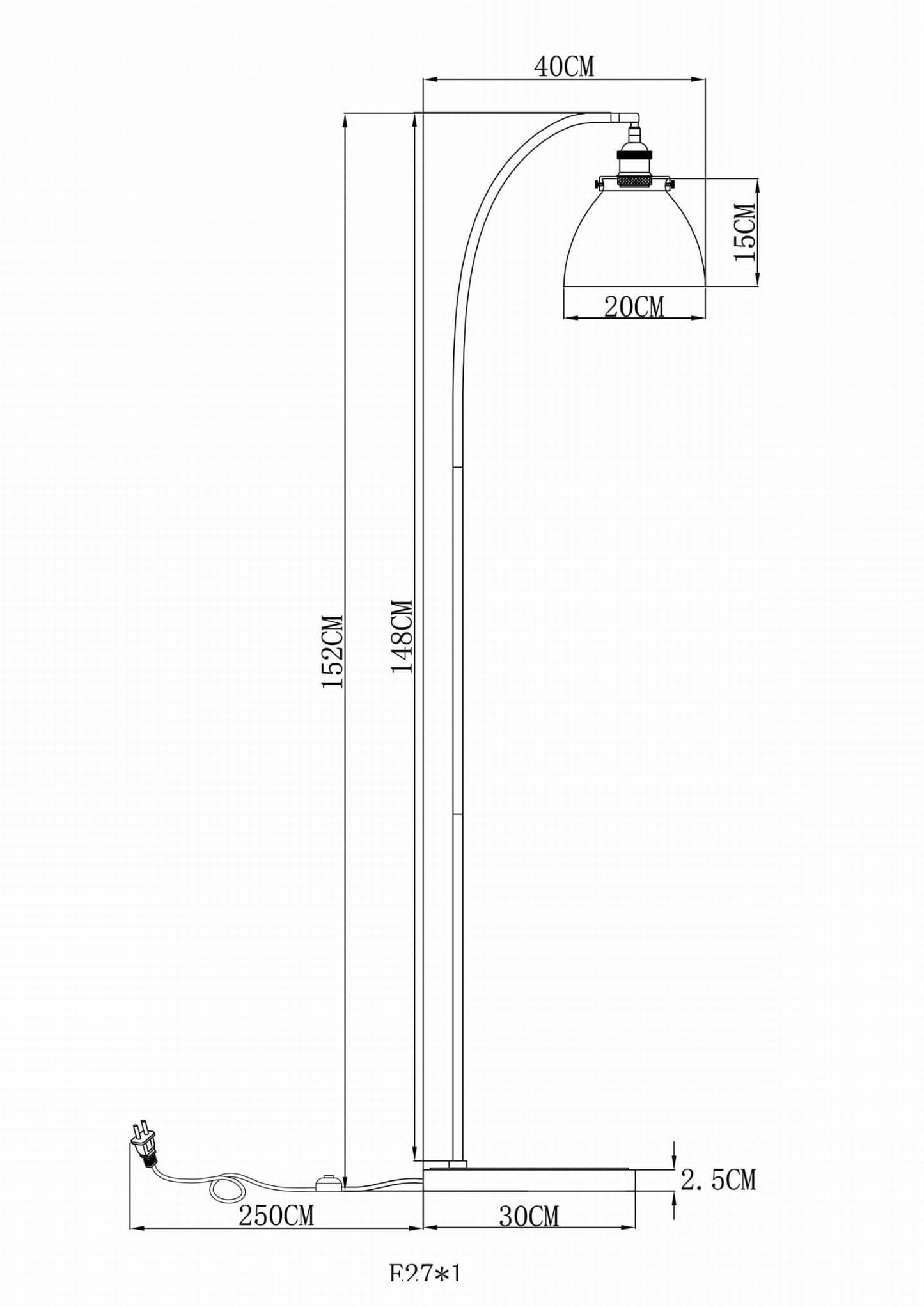 Stylowa lampa podłogowa w kolorze brązowym z gwintem E27, szczelność IP20, waga 7 kg