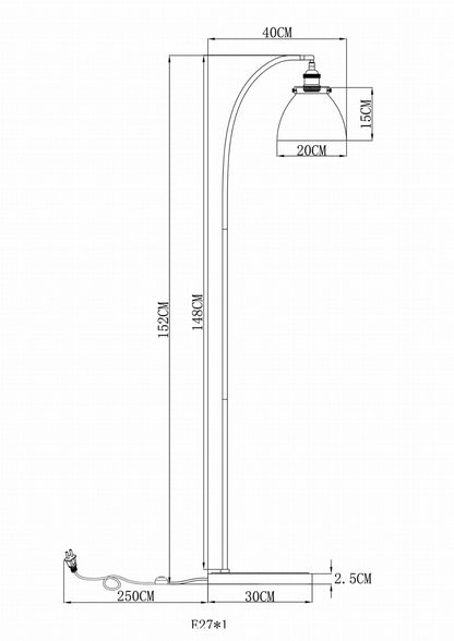 Stylowa lampa podłogowa w kolorze brązowym z gwintem E27, szczelność IP20, waga 7 kg