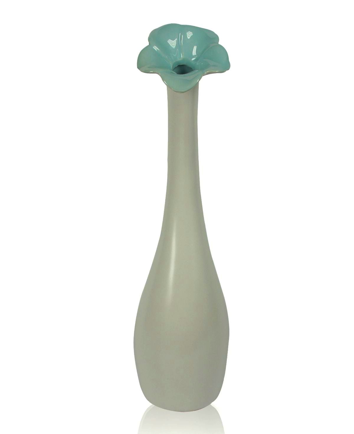 Elegancki niebieski ceramiczny wazon Necole, 8x37 cm