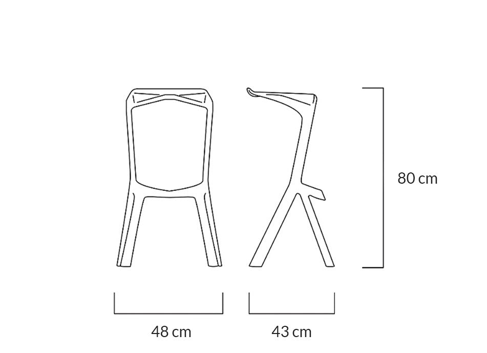 Elegancki czarny stołek barowy z polipropylenu, wysokość 80 cm