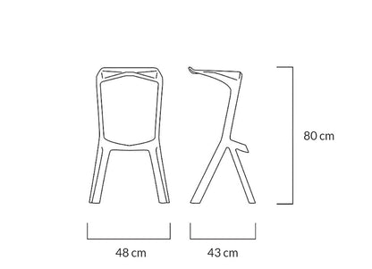 Elegancki czarny stołek barowy z polipropylenu, wysokość 80 cm