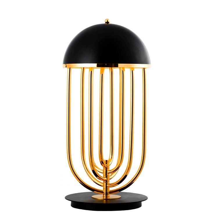 Glamorous Lampa stołowa Turner w kolorze złotym z czarnym abażurem