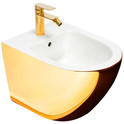 Stylowy bidet Ariella T Gold & Silver ze śnieżnobiałą glazurą dla dodatkowej elegancji.