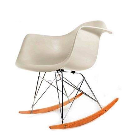 Fotel plastikowy Eames Rar - nowoczesny designerski fotel bujany w kolorze białym