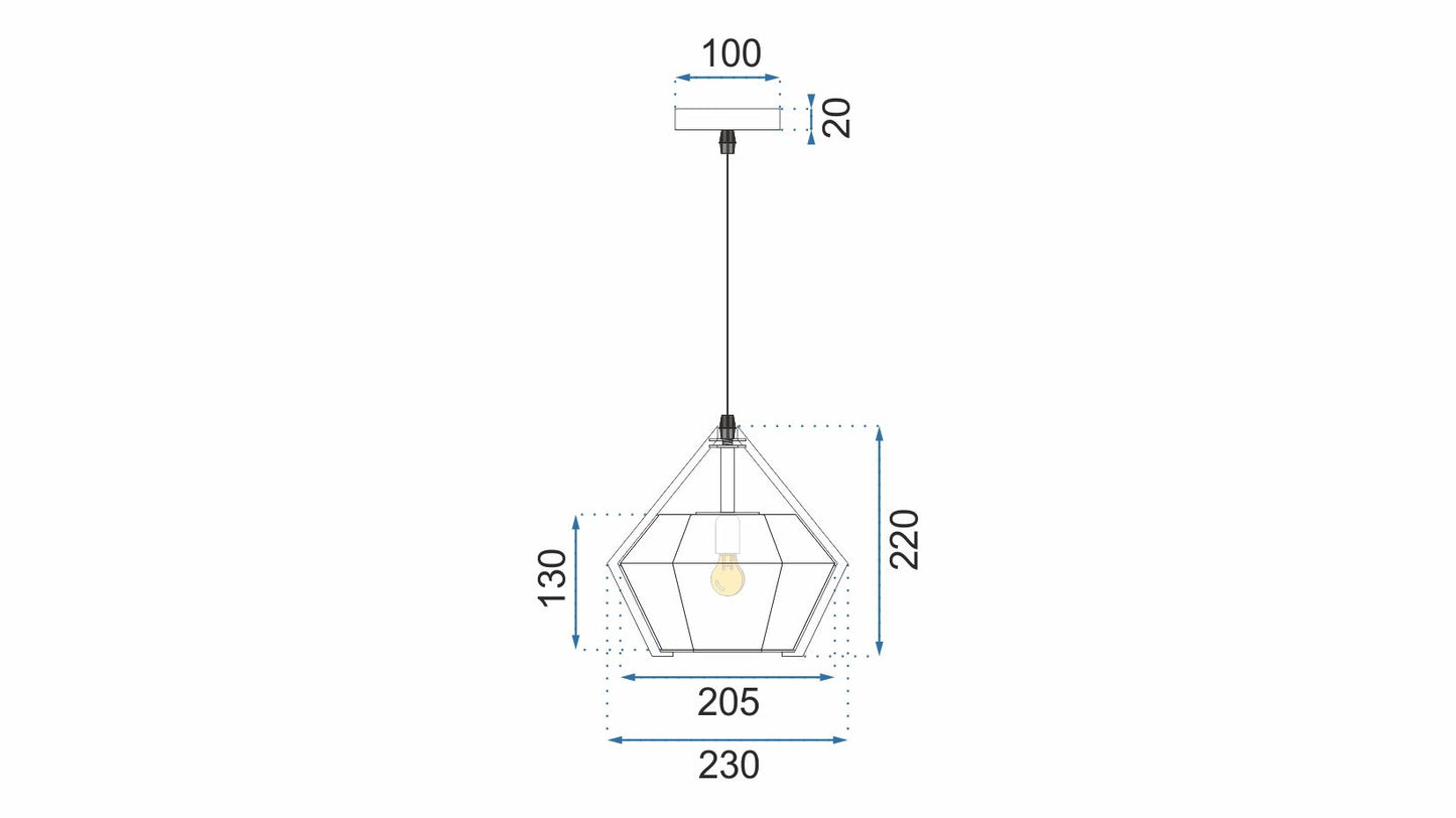 Image Yetta/ Harlow lampa wisząca z niebieskim szkłem