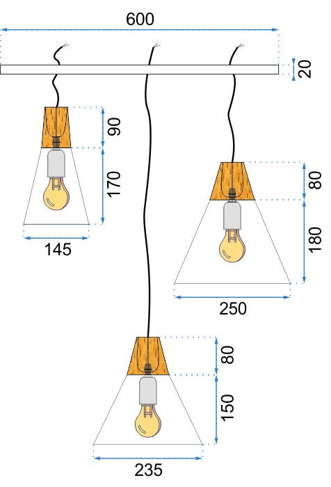 Lampa wisząca Eikon Basic - połączenie metalu i drewna