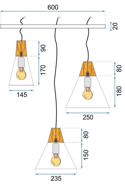 Lampa wisząca Eikon Basic - połączenie metalu i drewna