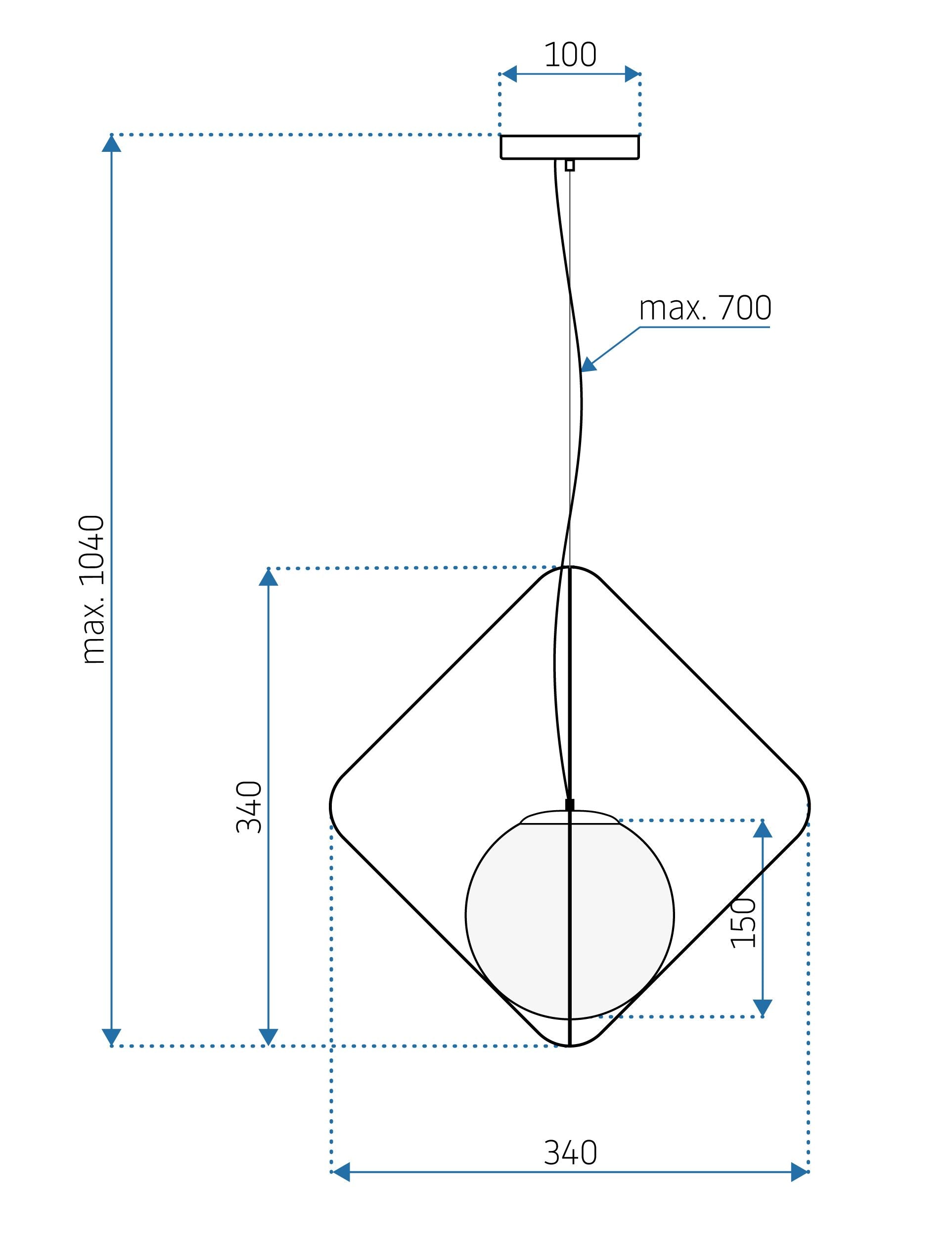 Zawiera kabel o długości 70 cm do zawieszenia