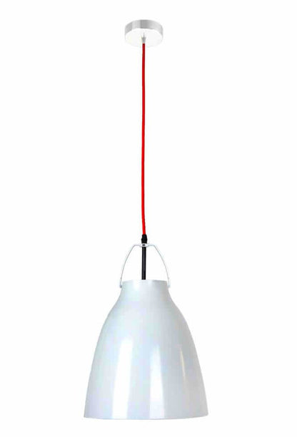 Elegancka biała metalowa lampa wisząca Caravaggio, 60W, wymiary 170x26x26.